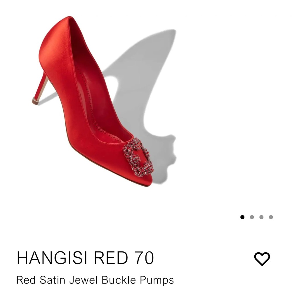 Manolo Hangisi 70mm sold out red w red buckle. Brand new!